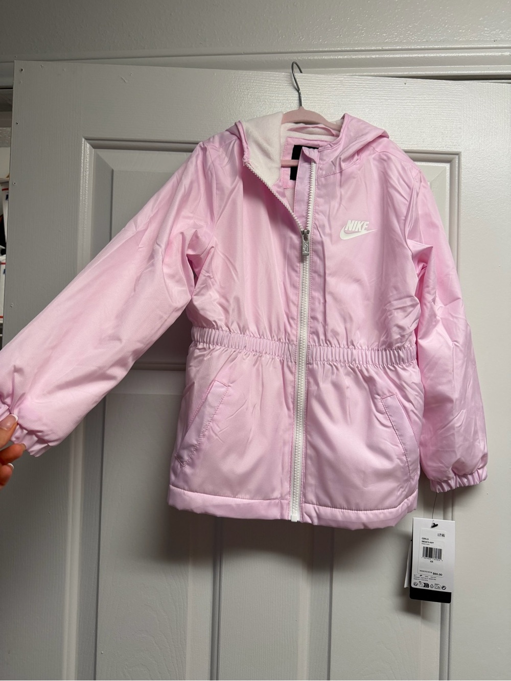 NWT Nike Girls Pink Fleece Lined Windbreaker Jacket 6X